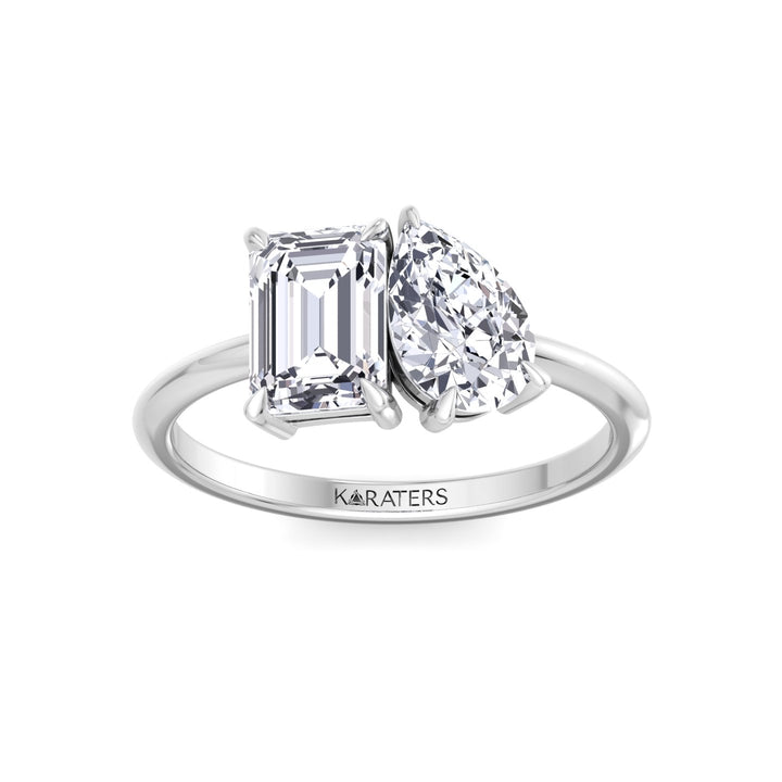 Toi et Moi - Emerald Pear Lab Diamond Ring White