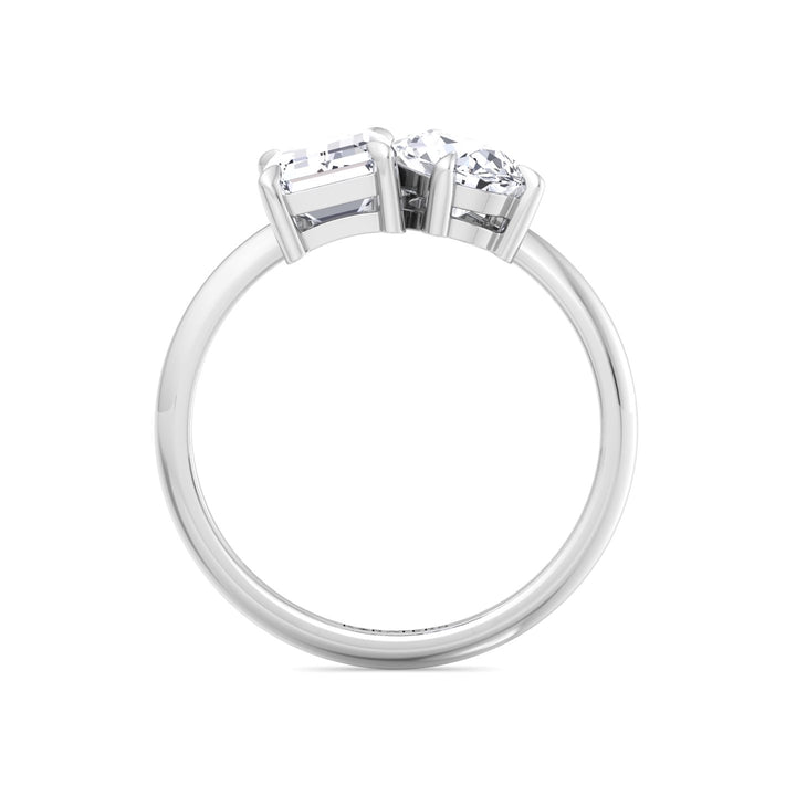 Toi et Moi - Emerald Pear Lab Diamond Ring White Gold