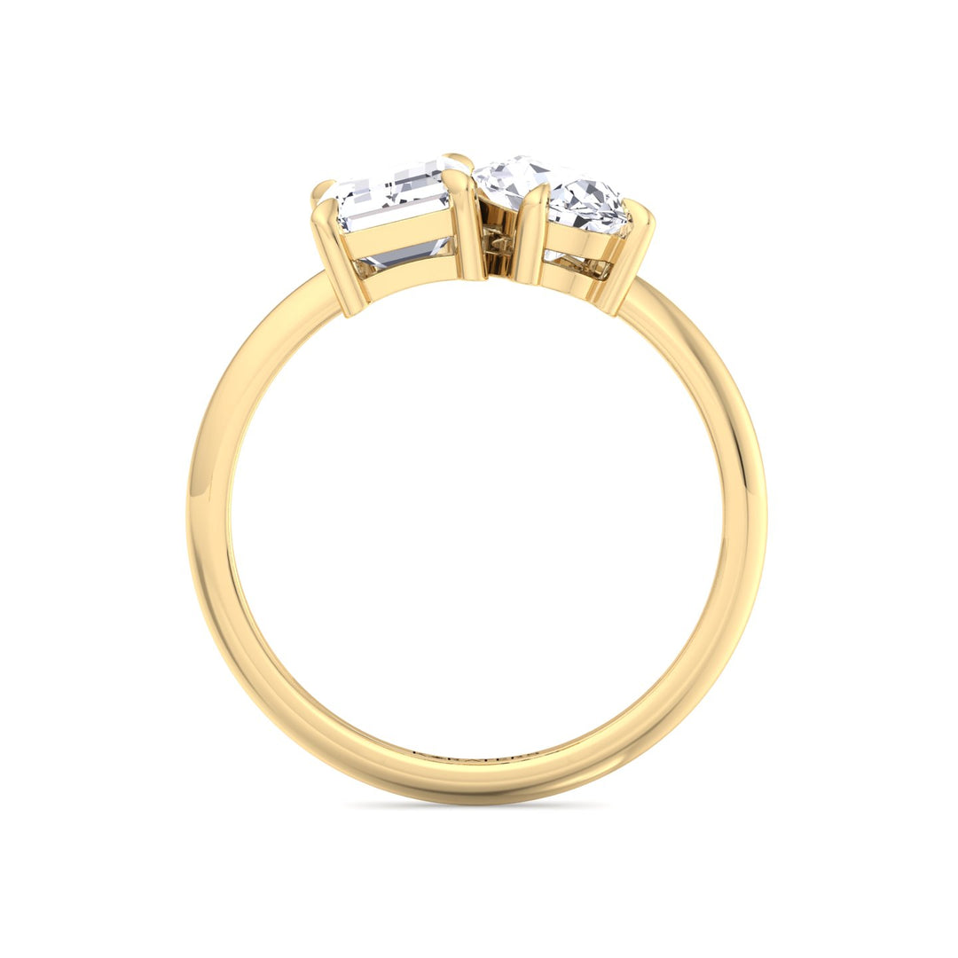Toi et Moi - Emerald Pear Lab Diamond Yellow Gold Ring 
