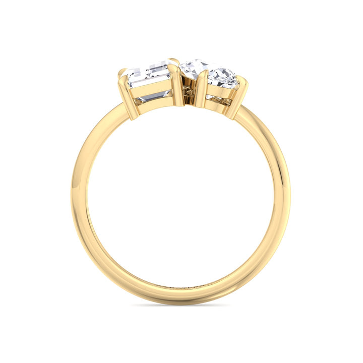 Toi et Moi - Emerald Pear Lab Diamond Yellow Gold Ring 