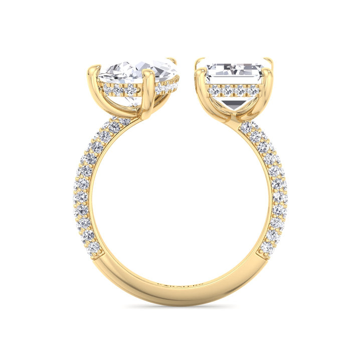 Toi et Moi Ring with Emerald & Pear Diamonds Yellow