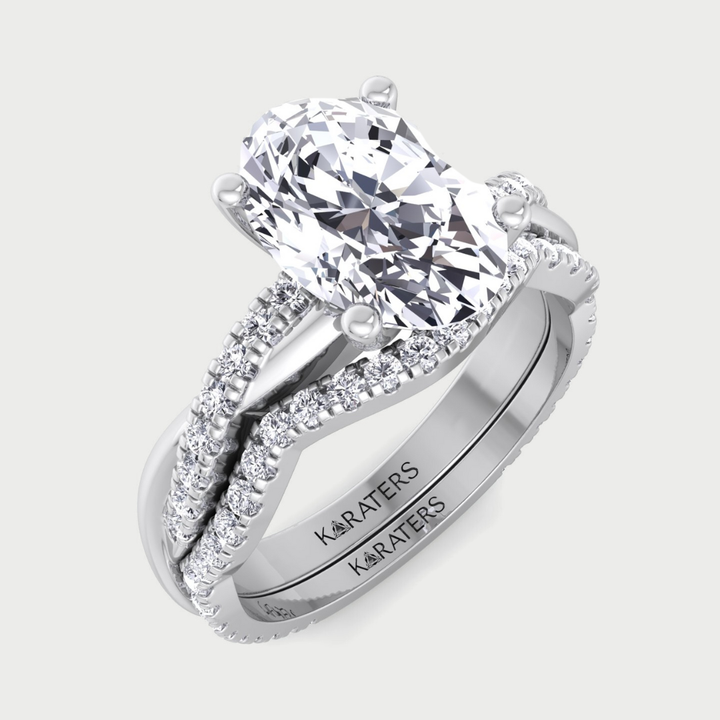 3.63CT Total Weight Oval with Oval Side Stones Grown Diamond Wedding Set