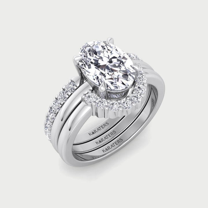 3.95CT Total Weight Oval Shape Lab Grown Diamond Wedding Set