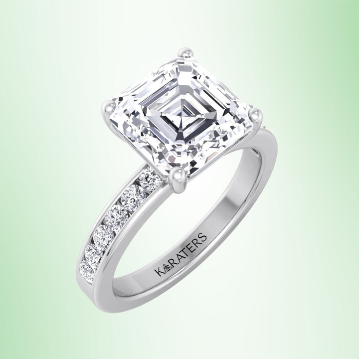 Traube - Asscher Lab Diamond Engagement Ring Channel SideStones