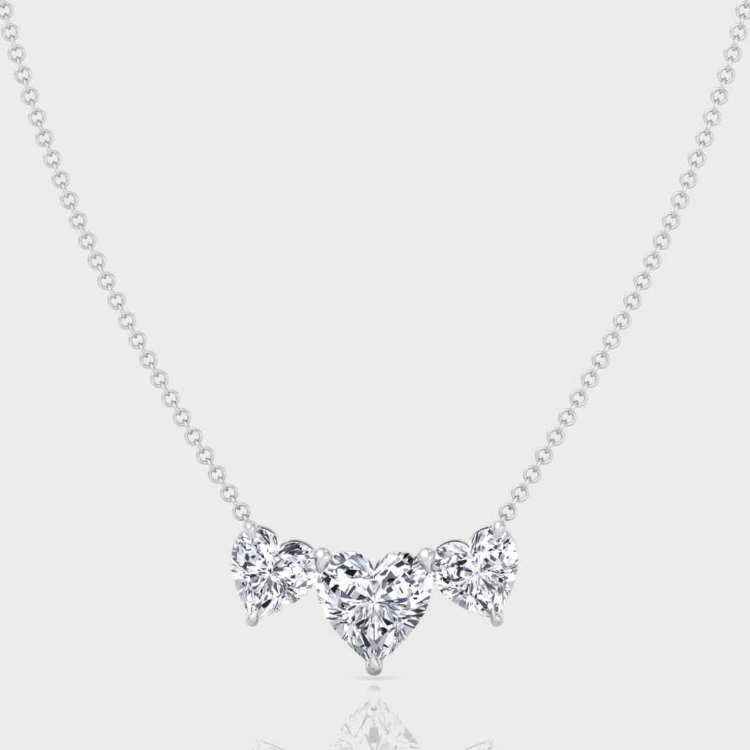 Triple Heart Shape Lab Grown Diamond Pendant