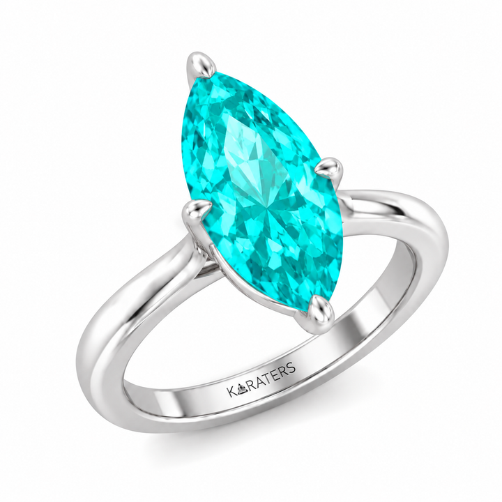 Marquise-Cut Paraiba Tourmaline and Lab-Grown Diamond Engagement Ring WG