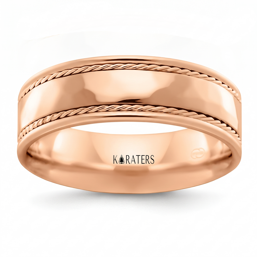 Men's Twin Rope Style Solid Gold Band RG 2