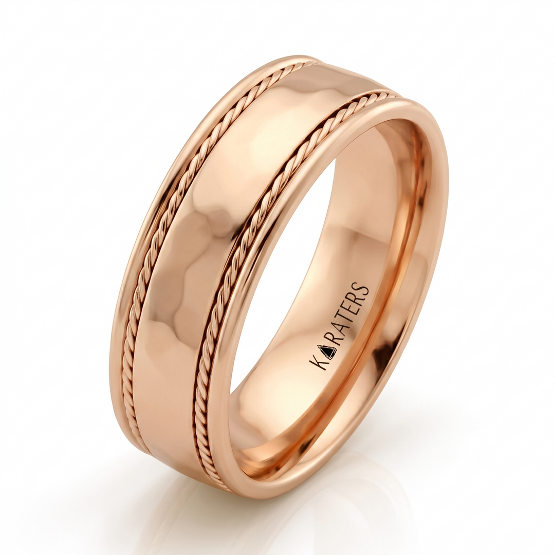 Men's Twin Rope Style Solid Gold Band RG