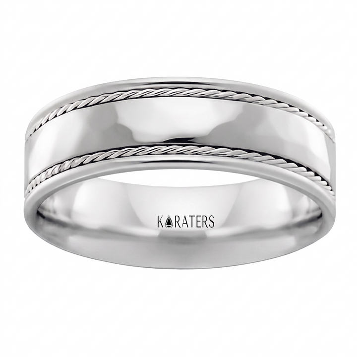 Men's Twin Rope Style Solid Gold Band WG 2