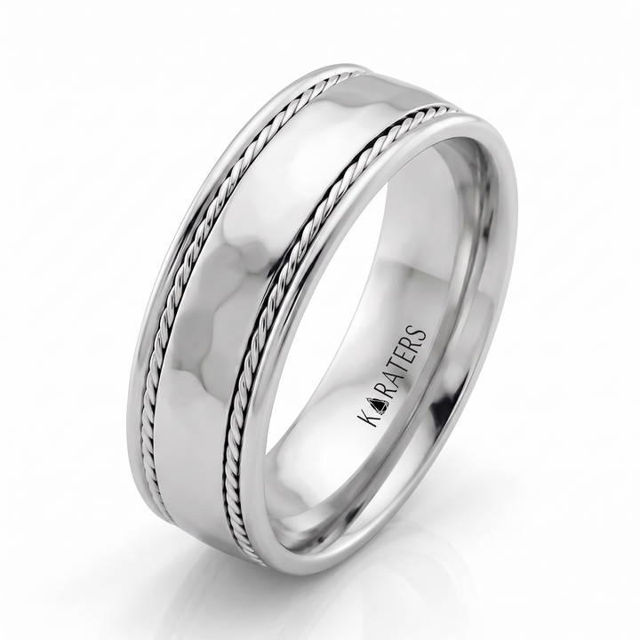 Men's Twin Rope Style Solid Gold Band WG
