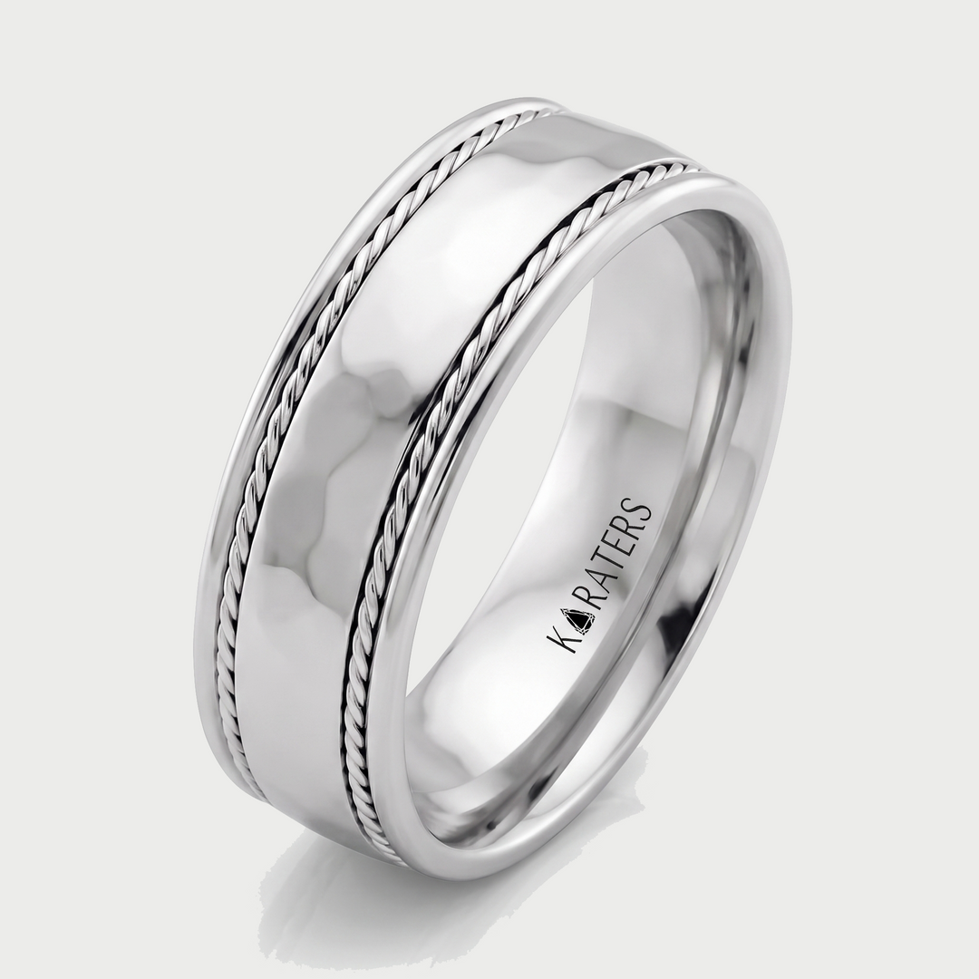 Men's Twin Rope Style Solid Gold Band