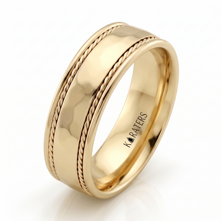 Men's Twin Rope Style Solid Gold Band YG