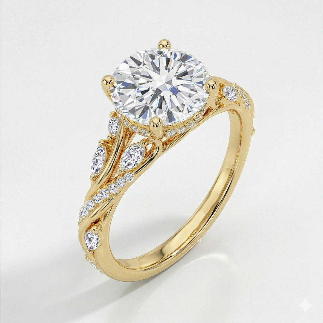 Twisted Willow Round Cut Lab Grown Diamond Engagement Ring YG