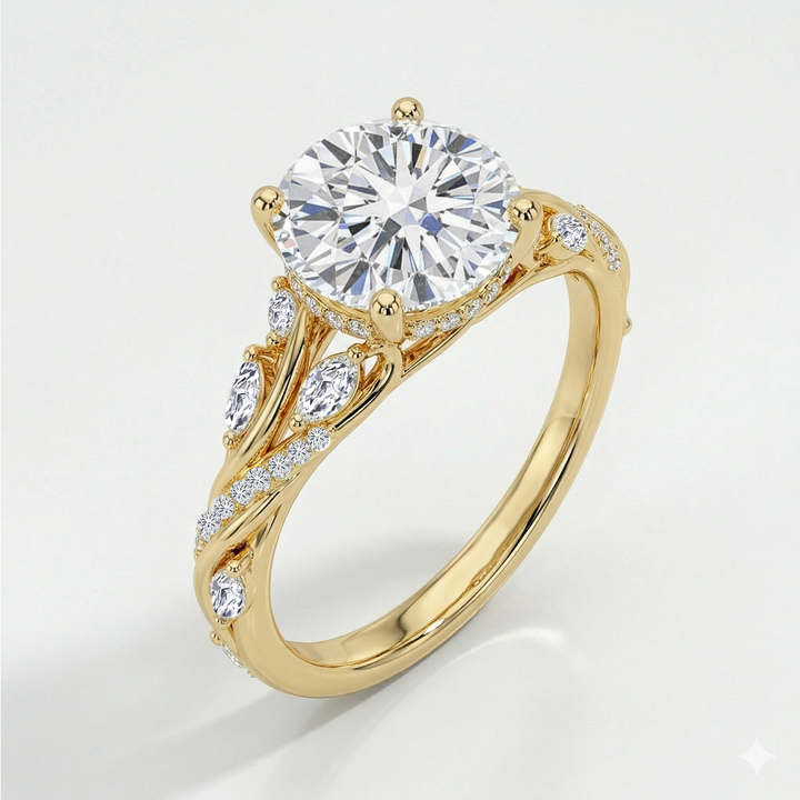 Twisted Willow Round Cut Lab Grown Diamond Engagement Ring YG
