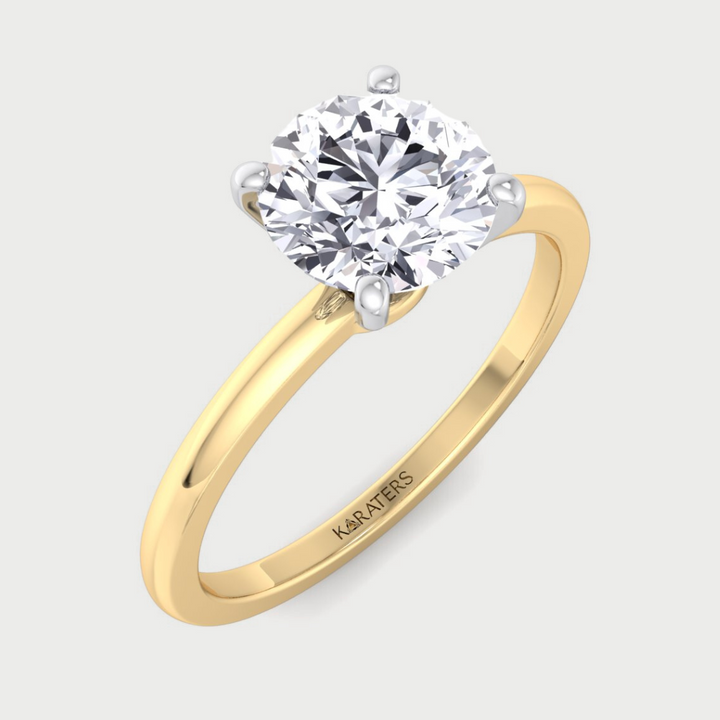Two Tone Round Shape Solitaire Lab-Grown Diamond Engagement Ring