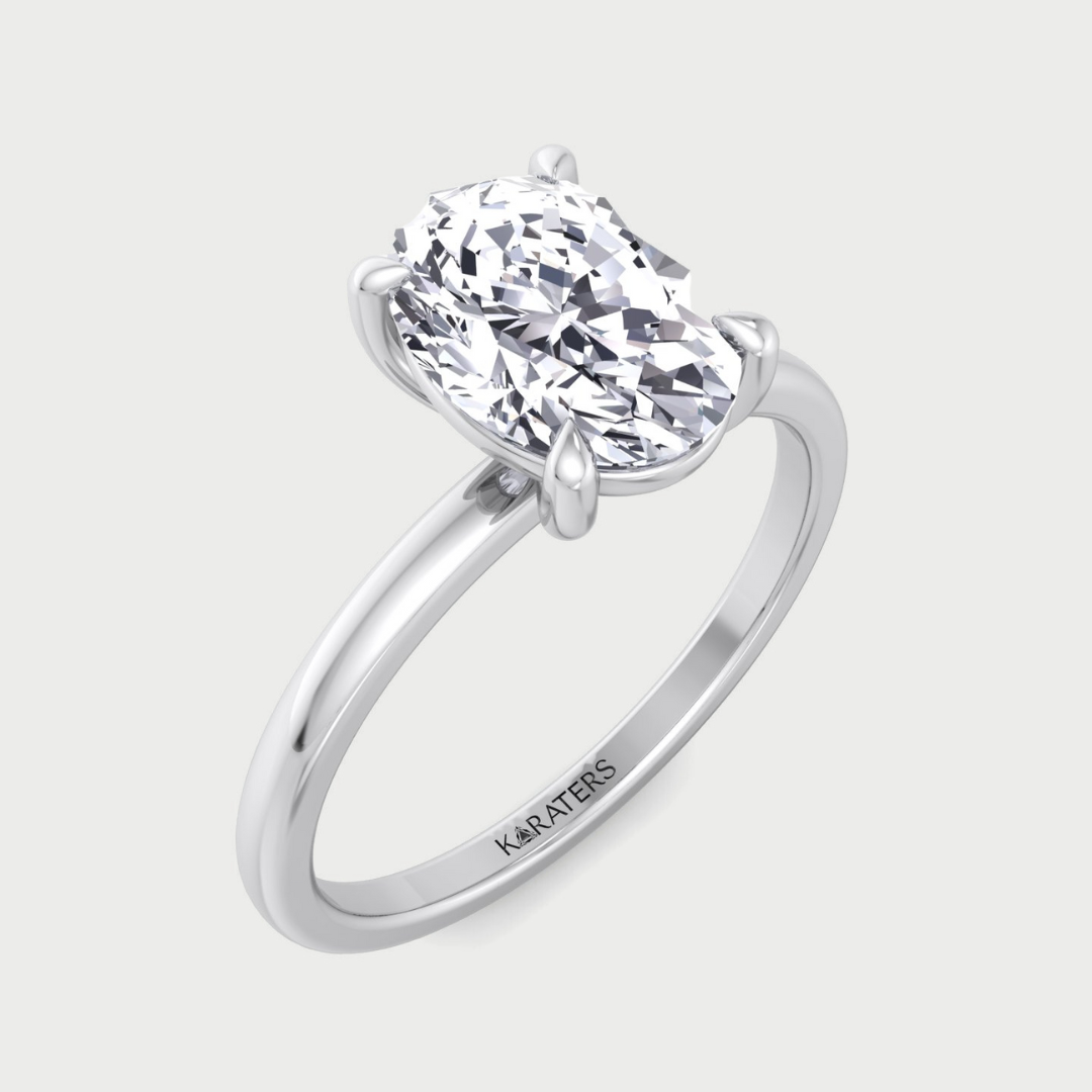 Two Tone Gold Oval Cut Lab Grown Diamond Engagement Ring
