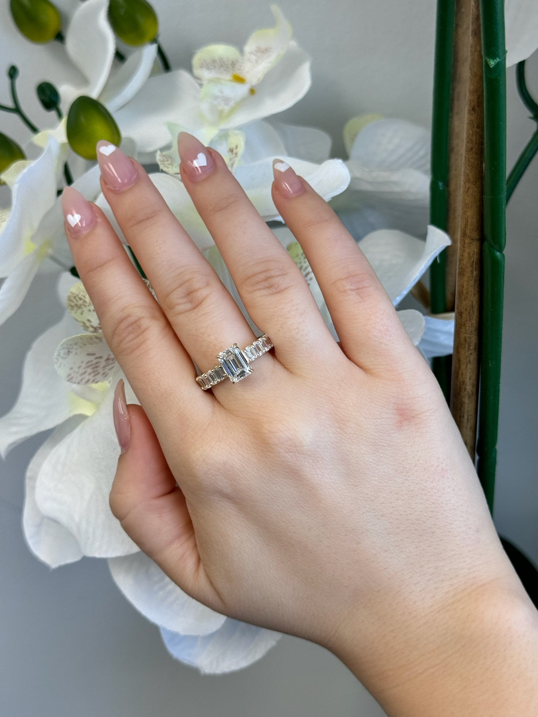 U-Prong Emerald-Cut Lab Diamond Eternity Ring