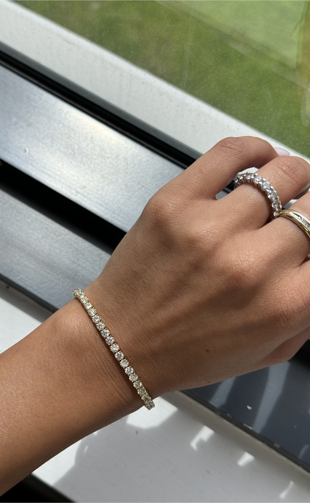 4 Prong Round Cut Lab-Grown Diamond Tennis Bracelet 14K Solid Gold