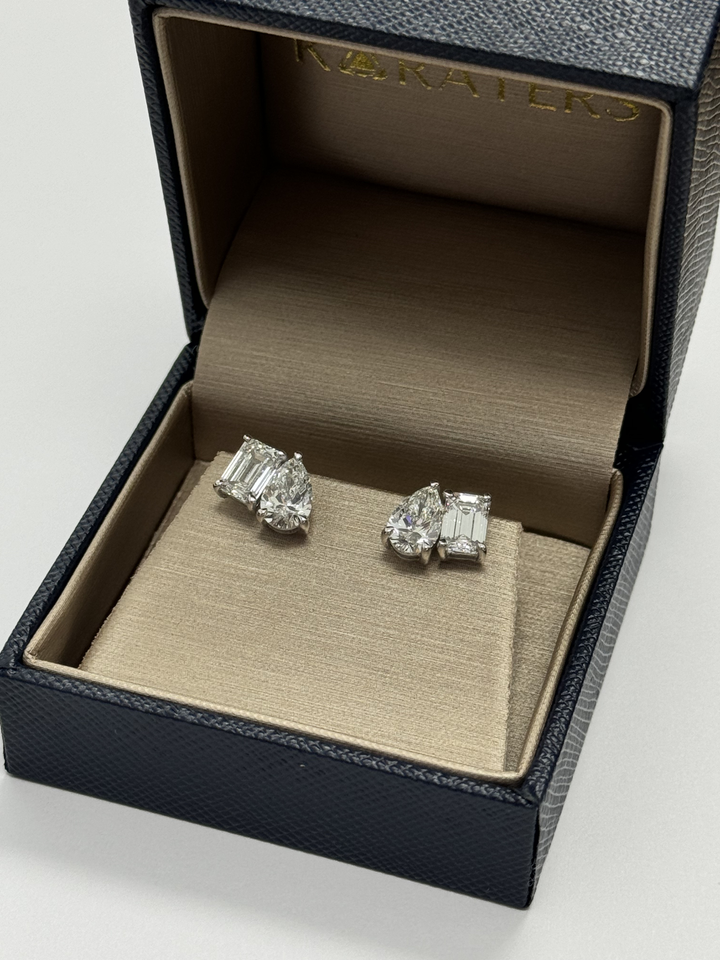 Toi Et Moi Emerald & Pear Shape Lab-Grown Diamond Studs