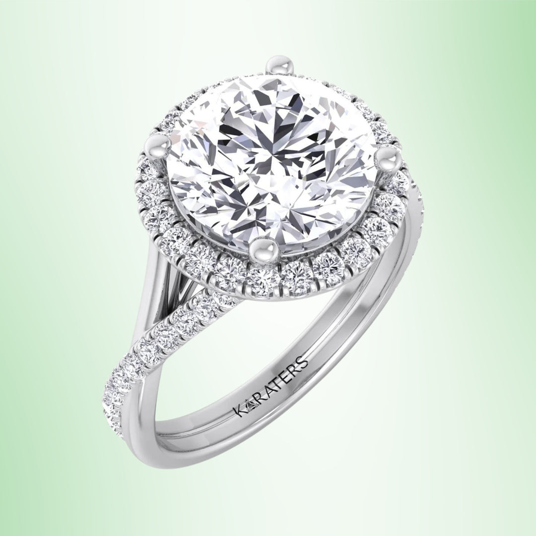 Velsen - Round Cut Halo Lab Grown Diamond Engagement Ring With Twist Band