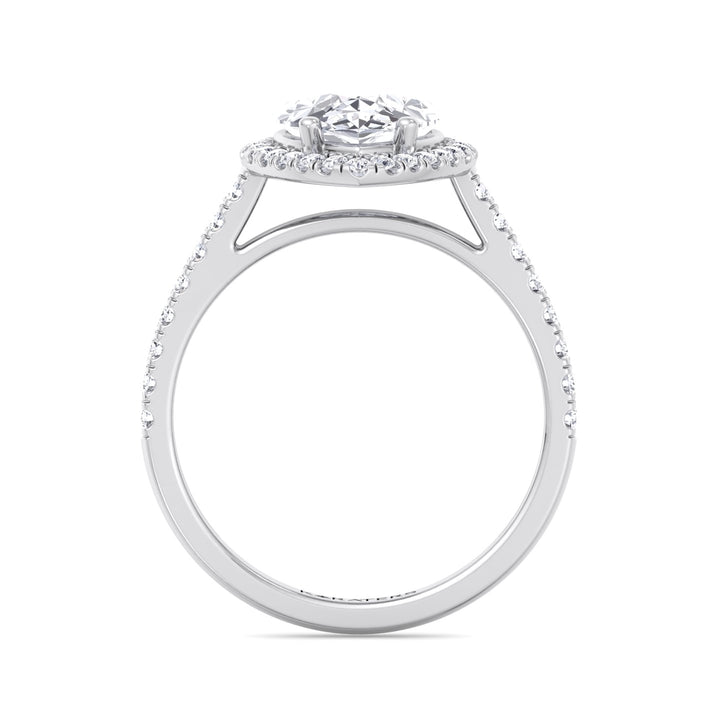 Visalia-Pear Lab White Diamond Halo Ring, Profile