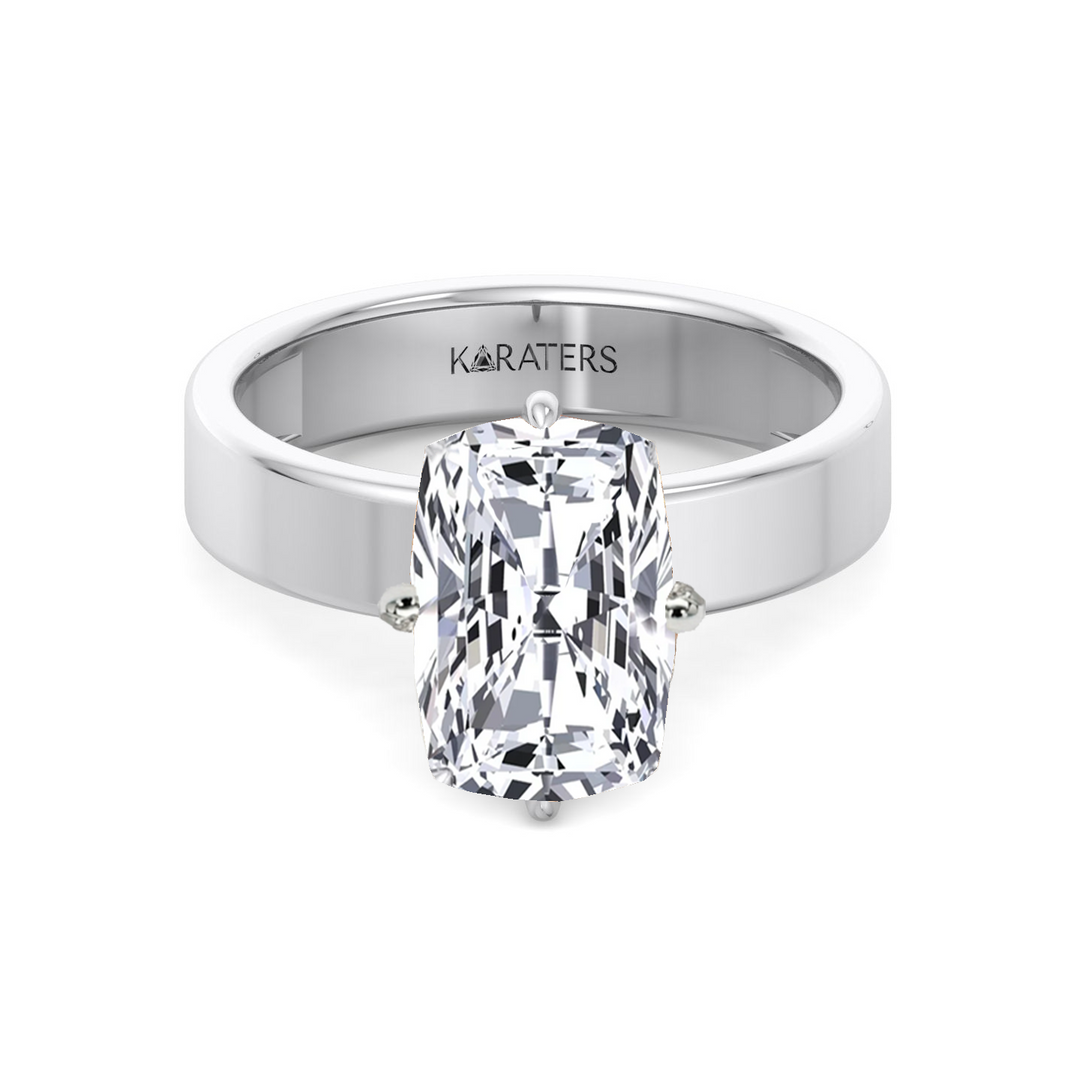 Radiant Cut Compass Prong Lab Grown Diamond Engagement Ring WG