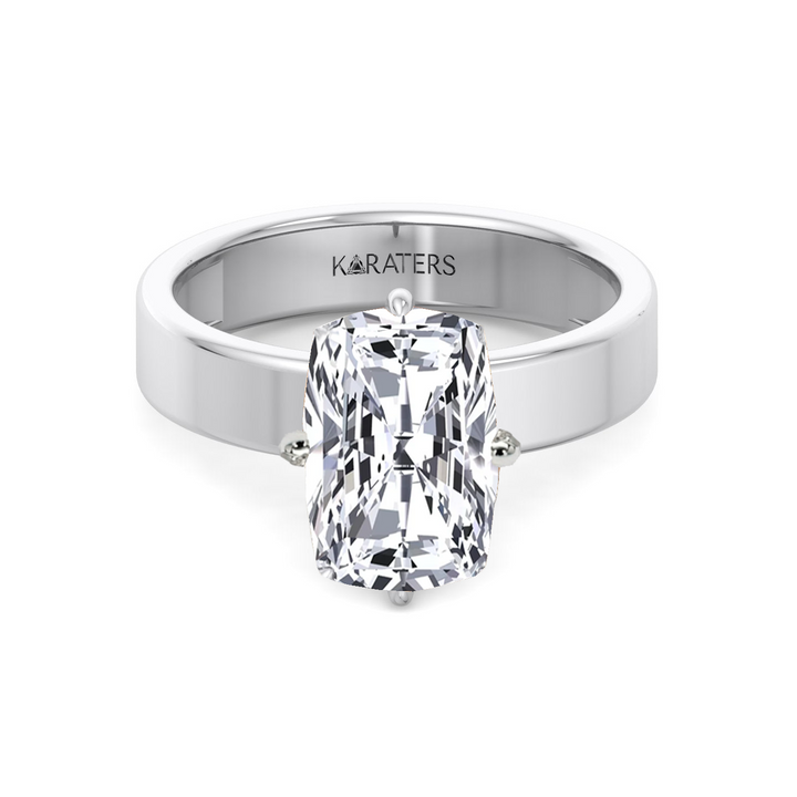 Radiant Cut Compass Prong Lab Grown Diamond Engagement Ring WG