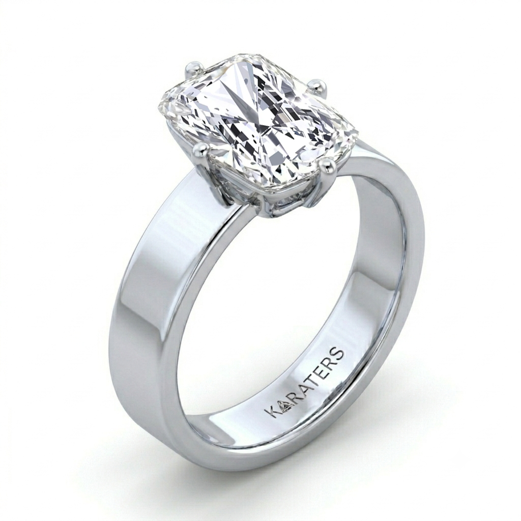 Radiant Cut Compass Prong Lab Grown Diamond Engagement Ring WG2