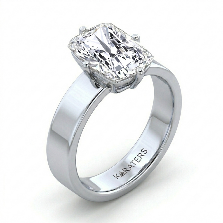 Radiant Cut Compass Prong Lab Grown Diamond Engagement Ring WG2