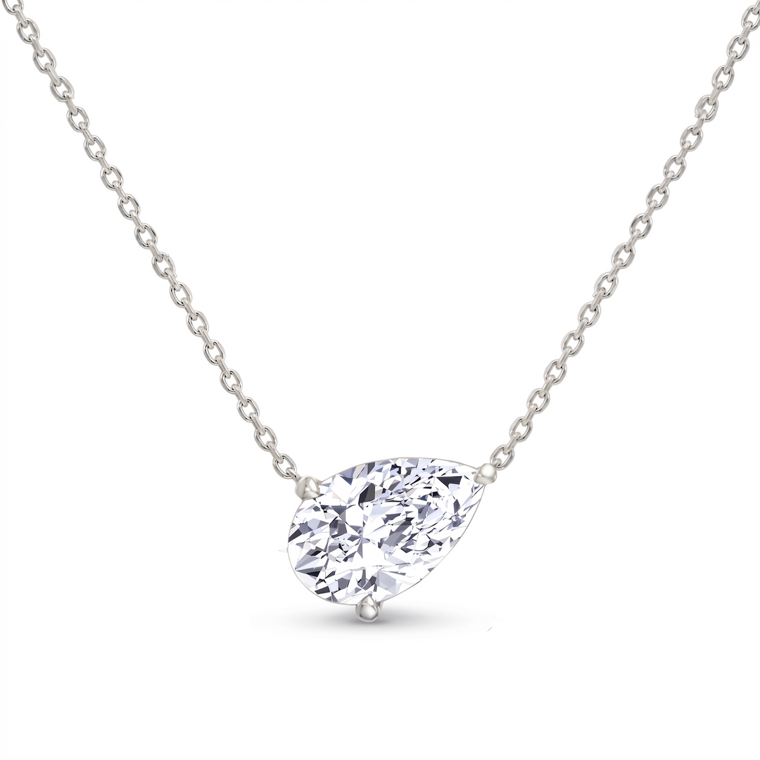 Pear Shape East West Lab Grown Diamond Pendant WG