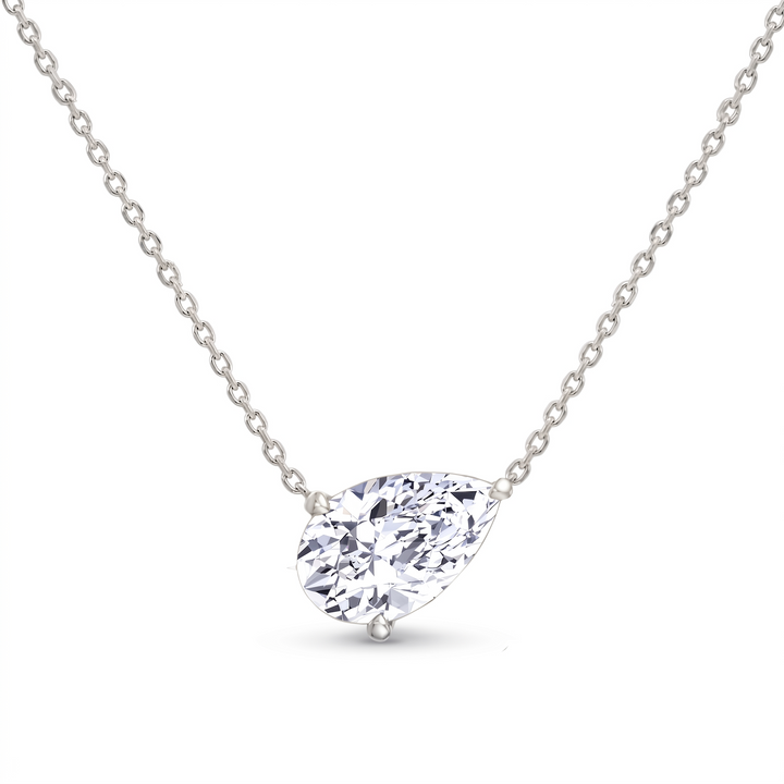 Pear Shape East West Lab Grown Diamond Pendant WG