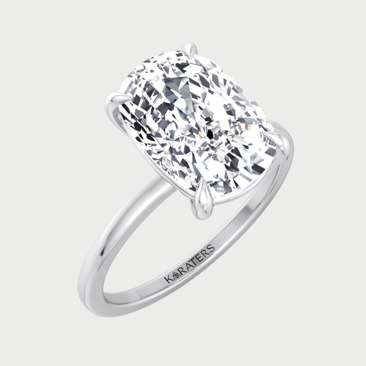 Cushion Cut Thin Band Solitaire Lab Grown Diamond Ring