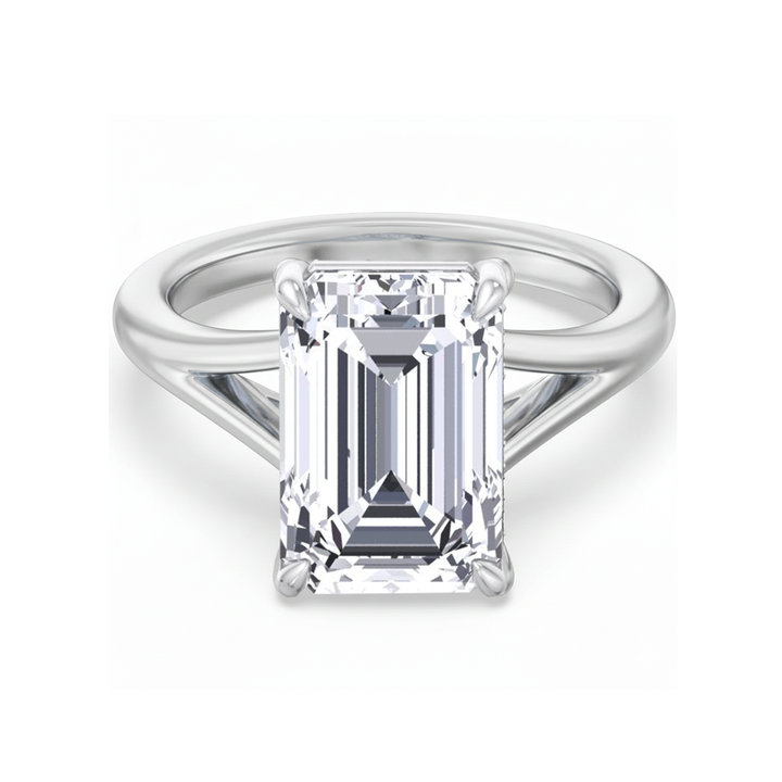 WG Emerald Split Shank Lab Grown Diamond Front view