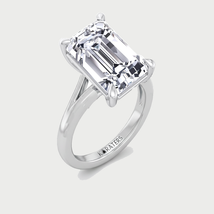 WG Emerald Split Shank Lab Grown Diamond slant side view