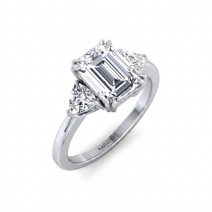 WG Cushion Cut Lab- Diamond Ring With Sidestone 2
