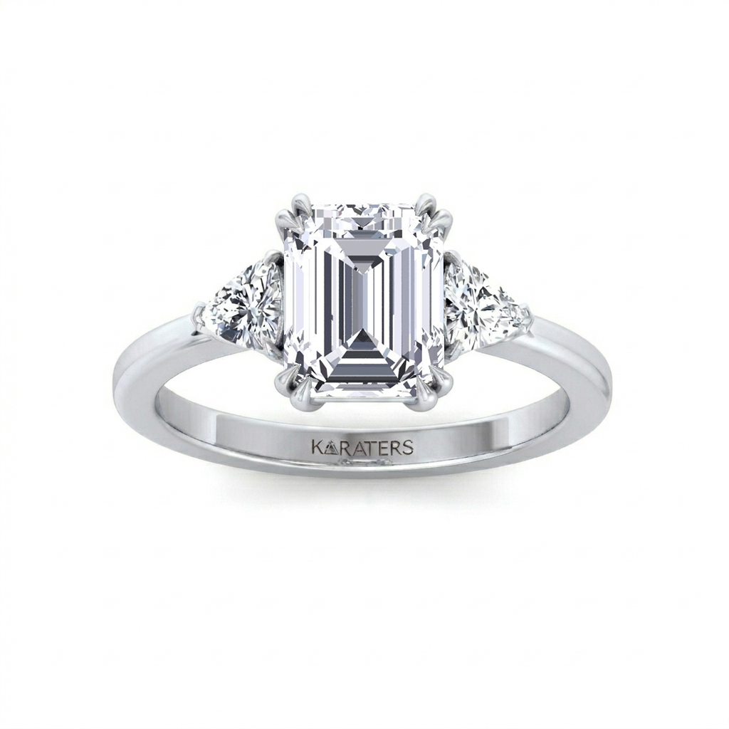 WG Cushion Cut Lab- Diamond Ring With Sidestone 3