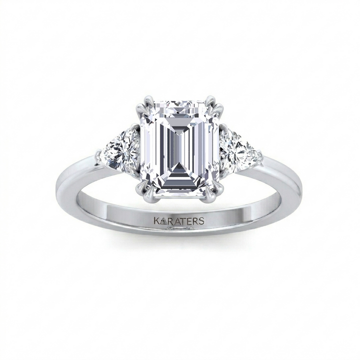 WG Cushion Cut Lab- Diamond Ring With Sidestone 3
