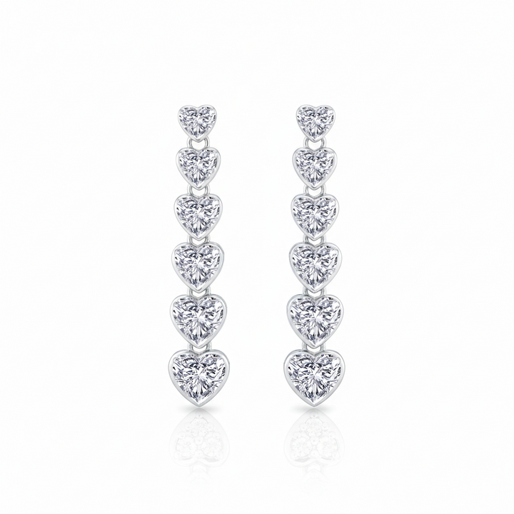 WG Heart Shaped Bezel Tennis Earrings Lab Grown Diamond2