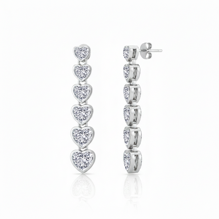 WG Heart Shaped Bezel Tennis Earrings Lab Grown Diamond 3