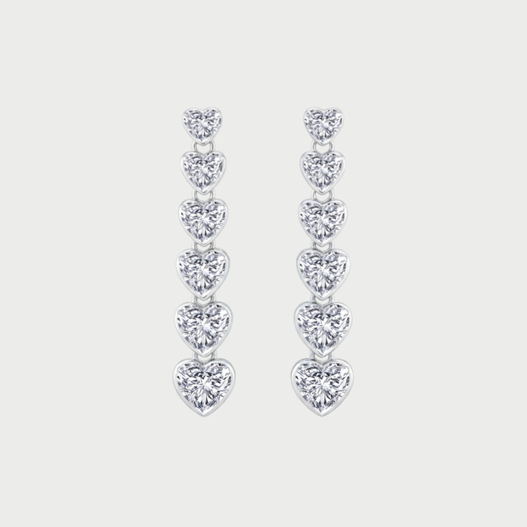 WG Heart Shaped Bezel Tennis Earrings Lab Grown Diamond