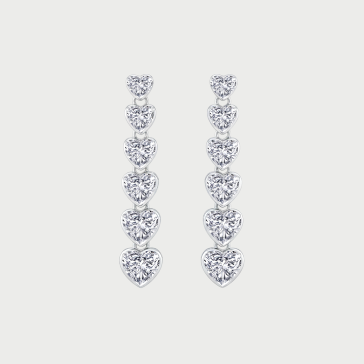 WG Heart Shaped Bezel Tennis Earrings Lab Grown Diamond