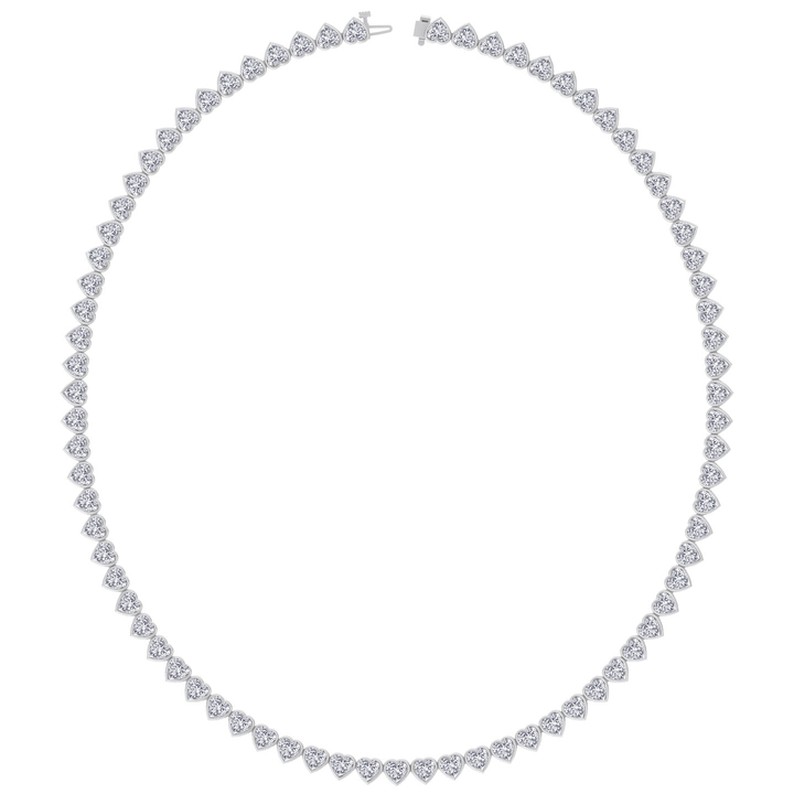 Heart Shape Bezel Set Lab Grown Diamond Tennis Necklace 18K Solid Gold