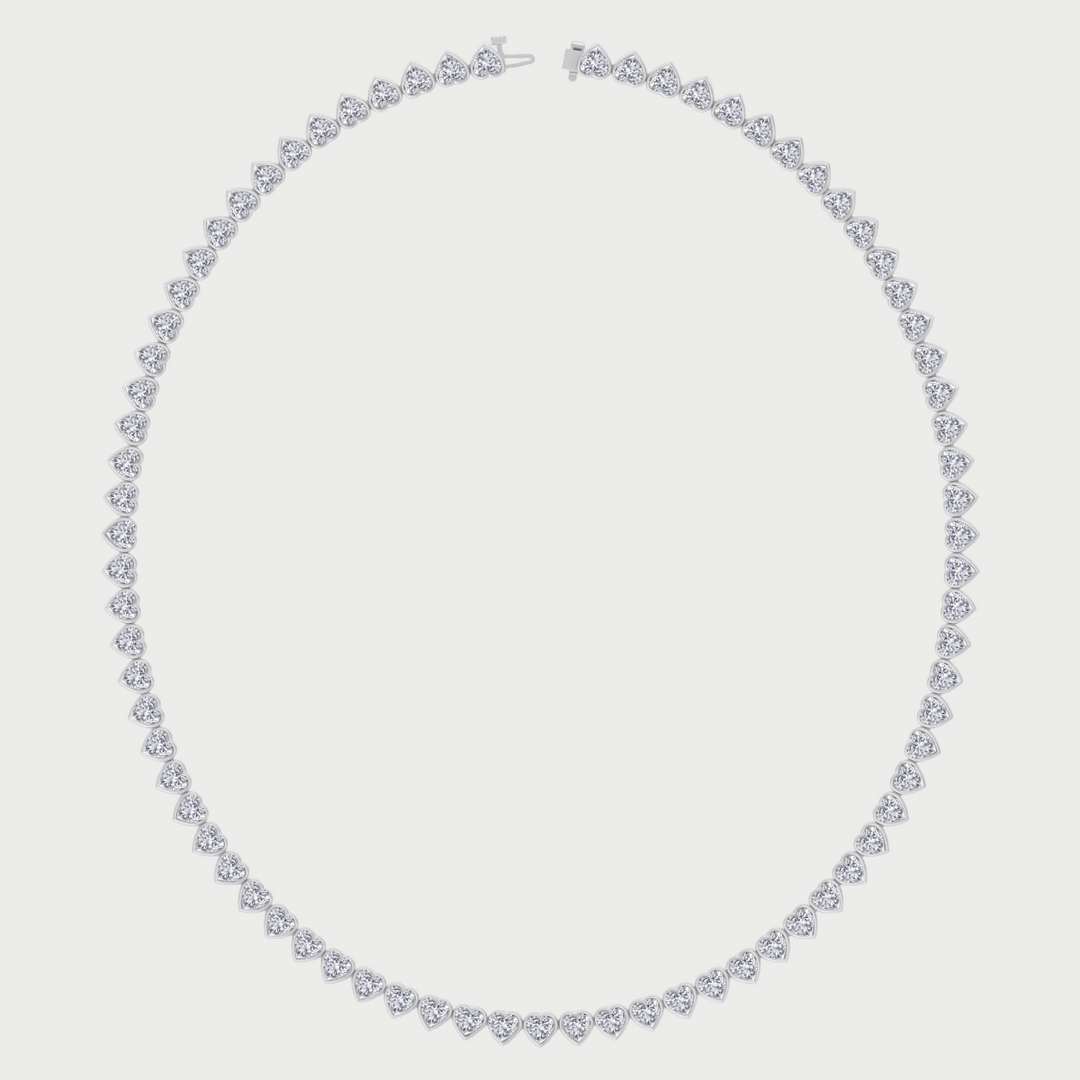 Heart Shape Bezel Set Lab Grown Diamond Tennis Necklace 