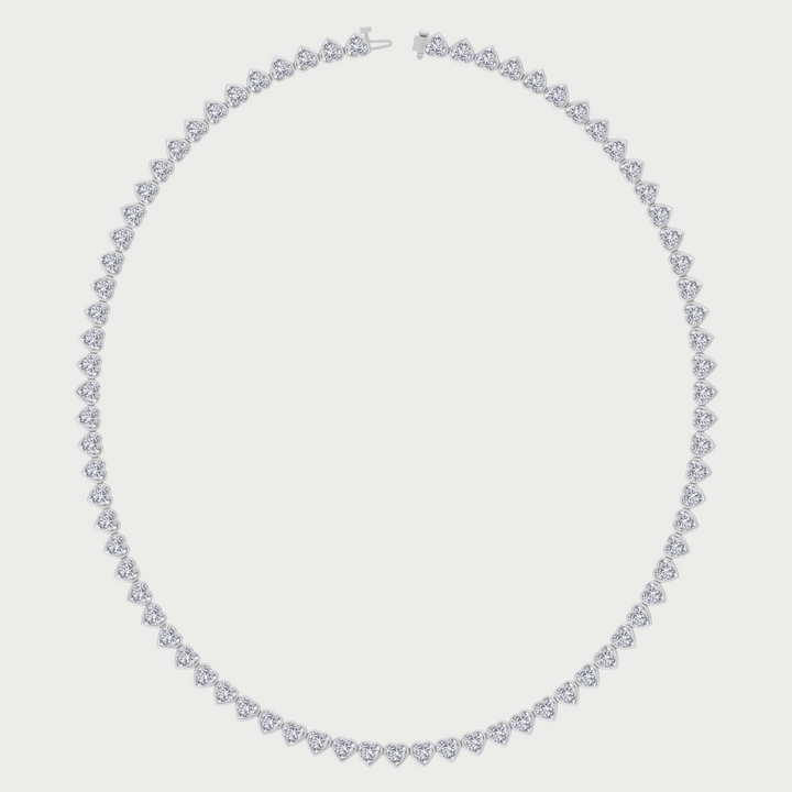 Heart Shape Bezel Set Lab Grown Diamond Tennis Necklace 