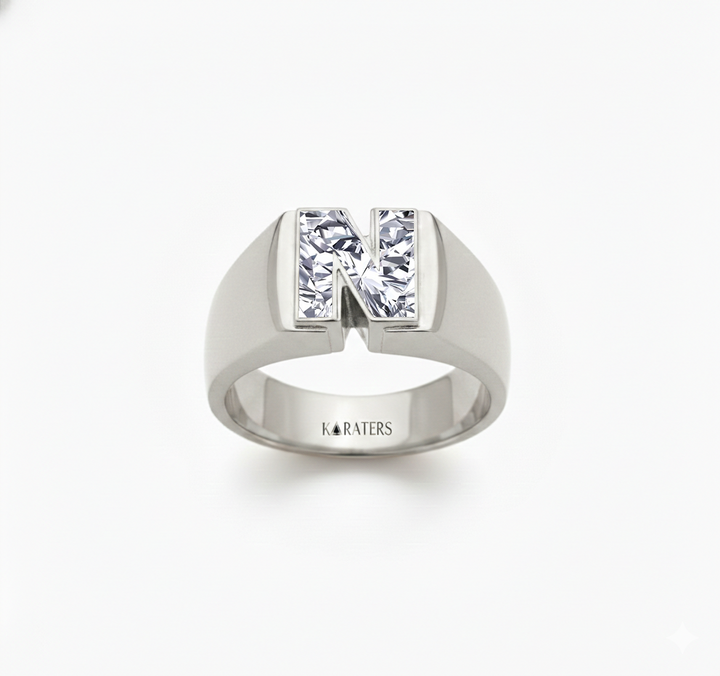 Floating Bezel Lab Grown Diamond Letter Ring