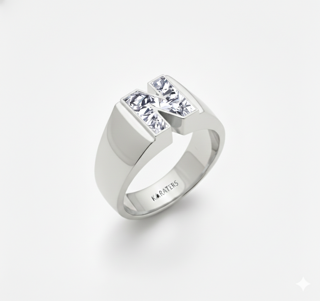 Floating Bezel Lab Grown Diamond Letter Ring