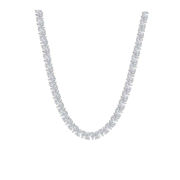 North-South Pear Shape Lab Grown Diamond Tennis Necklace White Gold 14K