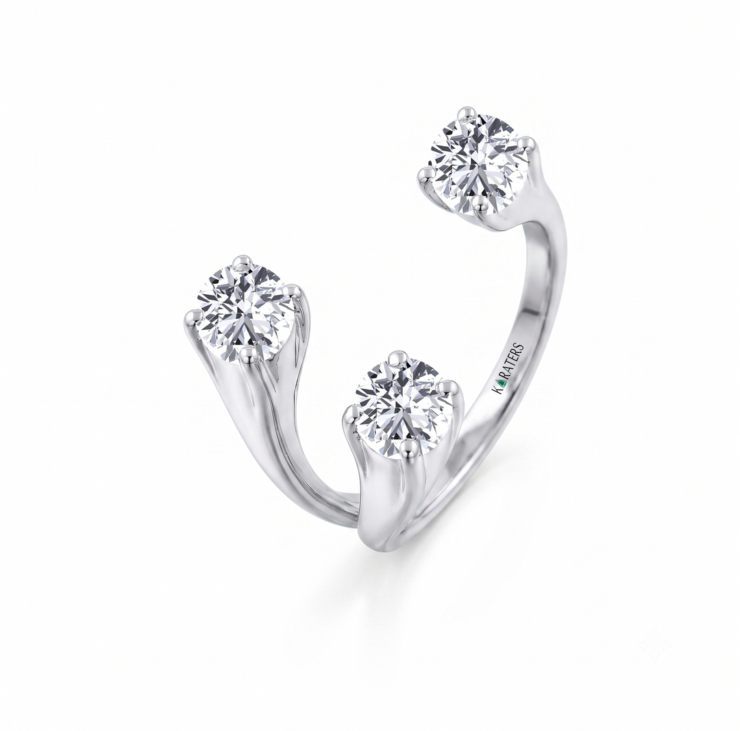 Round Shape Constellation Trinity Lab Grown Diamond Ring WG 2