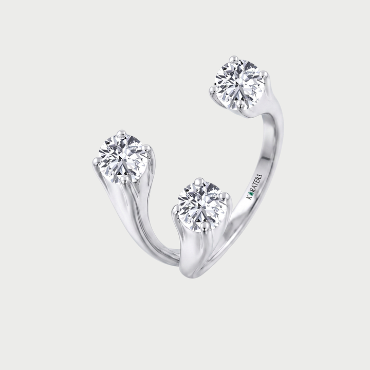 Round Shape Constellation Trinity Lab Grown Diamond Ring WG
