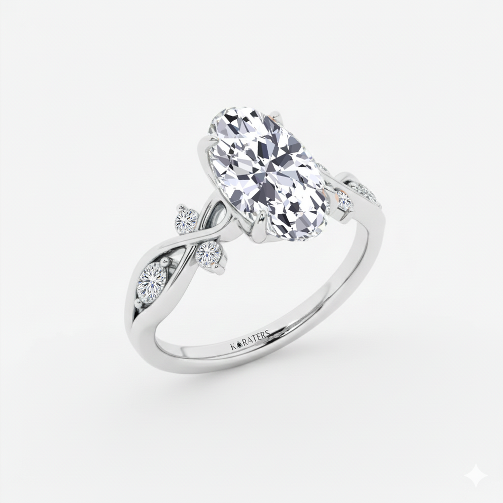 WG Oval Lab Grown Diamond Vintage side view